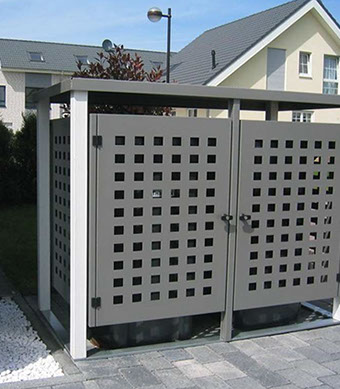 Selbst hergestellte Muelltonnenverkleidung